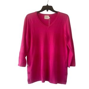 EK Edinburgh Knitwear Womens Pullover Sweater Hot Pink M medium New